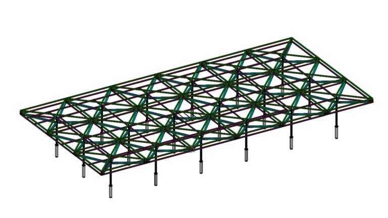 Stahldachkonstruktion eines Restaurants – Advance-Steel-Modell