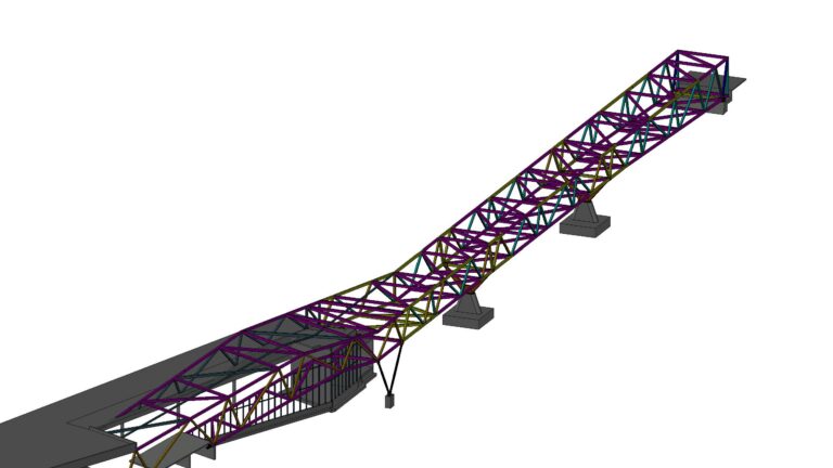 Stahl-Fußgängerbrücke – 3D-Modell in Advance Steel