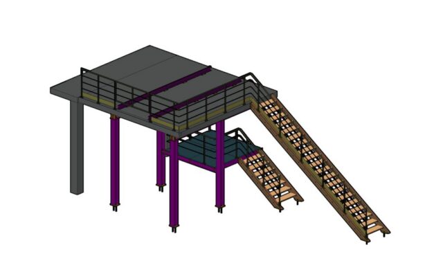 Steel platform with stairs – 3D detailing model