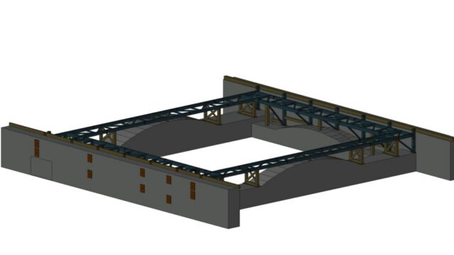 Steel frame substructure for openings – 3D model