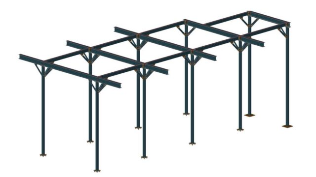 Steel canopy portal frames – 3D model