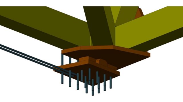 17 Steel pedestrian bridge at an international airport – column base plate with anchor bolts