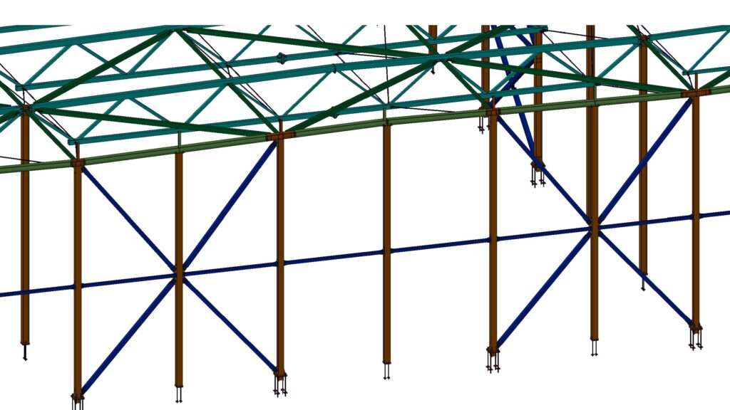 Industrial hall steel structure – 3D steel detailing model