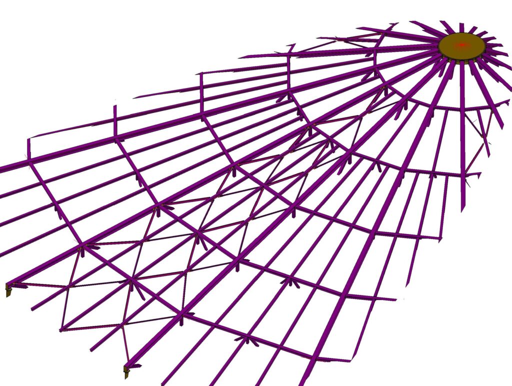 3D model of a 43 m oil storage tank steel roof