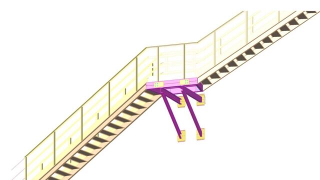 Steel stair with railings – shop drawing model