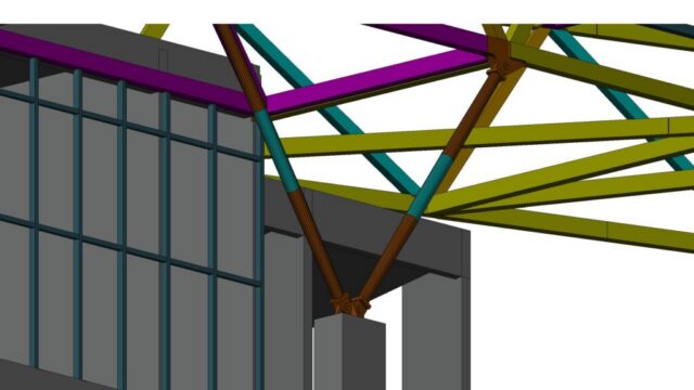 6 Steel pedestrian bridge at an international airport – connection to the terminal building façade