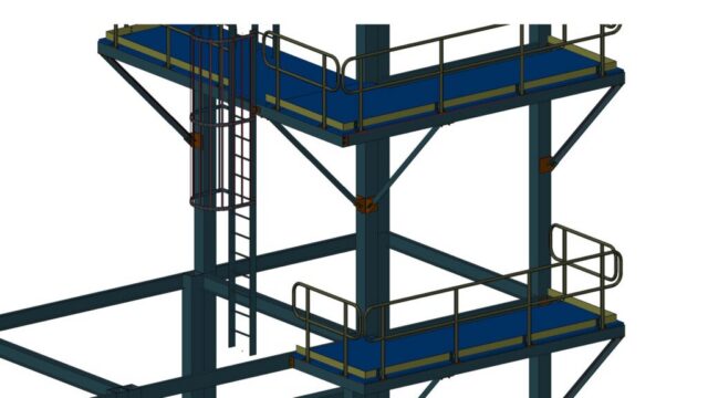 Tower access platforms with ladders – 3D steel model