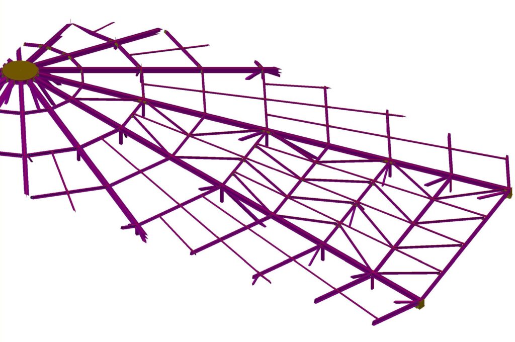 3D model of an oil storage tank steel roof, 30 m diameter